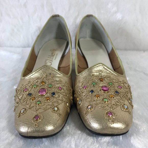 Vintage 1960s California Cobblers Gorgeous Gold  Shoes Size 6.5 N With Box USA - Picture 6 of 10